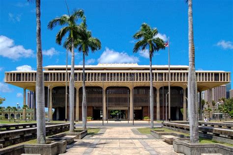 Hawaii State Capitol Honolulu Stock Photo Image Of United Trees