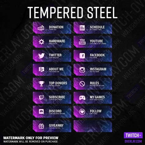 Tempered Steel Twitch Panels Tempered Steel Twitch Twitch Streaming