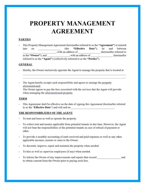 Free Property Management Agreement Form And Template 2023