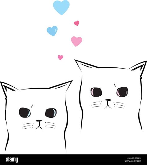 Cute Cats In Love Vector Illustration Stock Vector Image And Art Alamy