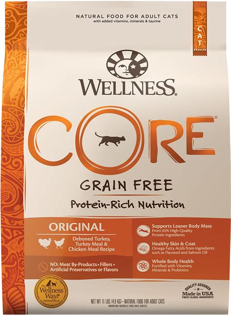 Please use feeding guidelines as an initial recommendation and adjust as needed. Wellness CORE Grain-Free Original Formula Dry Cat Food, 11 ...