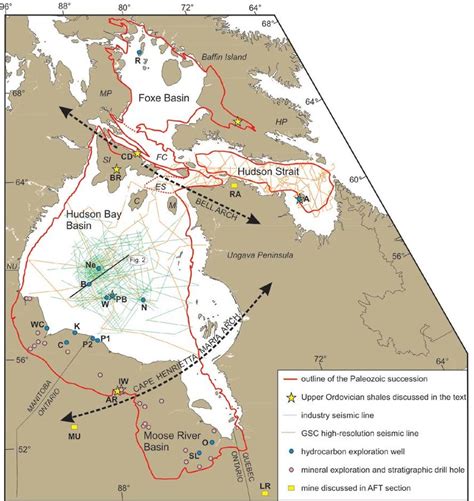 Map and extent of the Hudson Bay Basin and adjacent basins