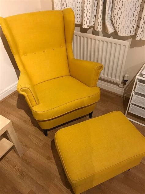Back then, most people used chairs just to sit in, perhaps while strandmon is inspired by an ikea wing chair from the 50's. IKEA Wing chair STRANDMON with Footstool | in Barnet ...