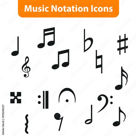 Vecteur Stock Music Note Icons Vector Set Black Symphony Or Melody
