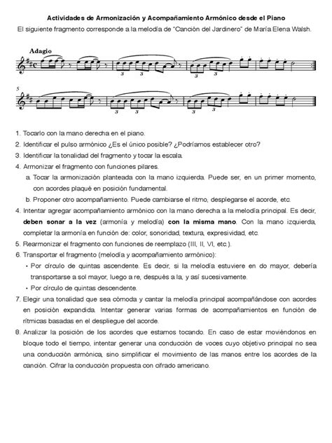 Actividades De Armonización Acorde Música Armonía