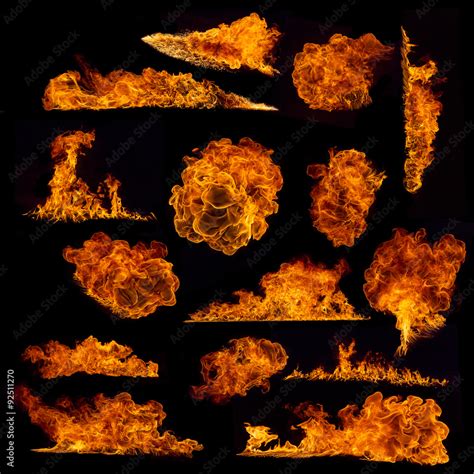 High Resolution Fire Collection On Black Background Stock Photo Adobe