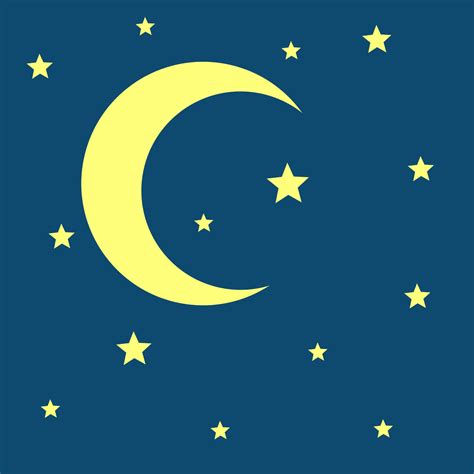 Vector Crescent Moon And Stars Night Icon By Microvector