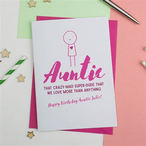 Personalised Auntie Character Birthday Card By A Is For Alphabet