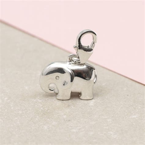 Sterling Silver Clip On Elephant Charm By Hurleyburley