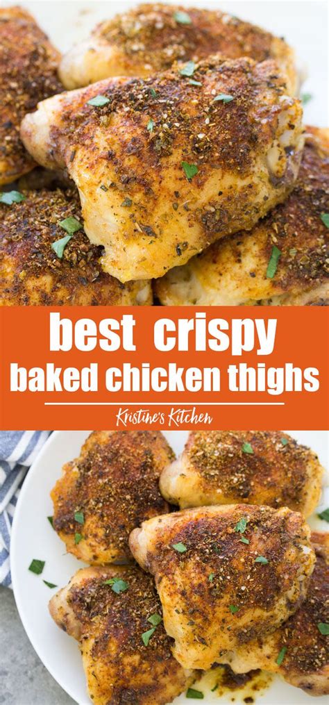 The thighs should be browned and have a crispy skin. Crispy Baked Chicken Thighs | Crispy baked chicken thighs ...