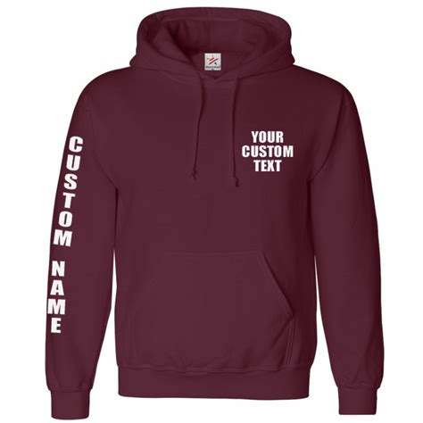 Personalised Left Breast Text And Sleeve Text Printed On Hoodie