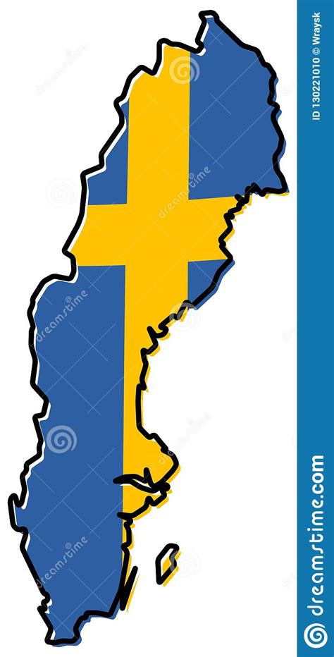 Mapa Simplificado Del Esquema De Suecia Con La Bandera Levemente