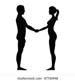 Naked Man Woman Holding Hands Silhouette Shutterstock