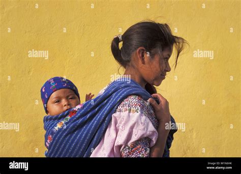 Guatemala Antigua Maya Mother With Baby Stock Photo Alamy