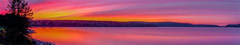 Lake Sunset Quabbin Panorama Night Massachusetts Water Sky Sun Hd