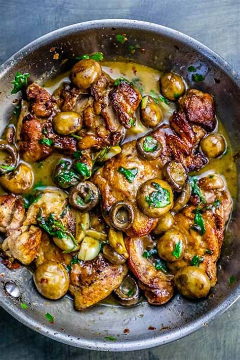 One Pot Garlic Butter Chicken Thighs And Mushrooms Recipe