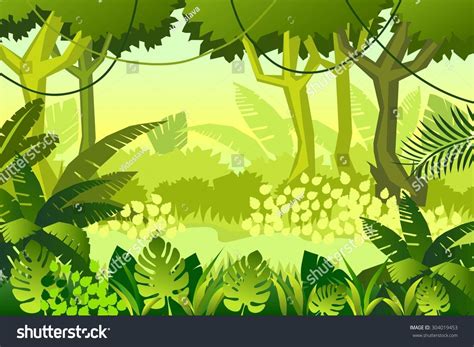 Wild Wood Jungle Vector Illustration Stock Vector Royalty Free