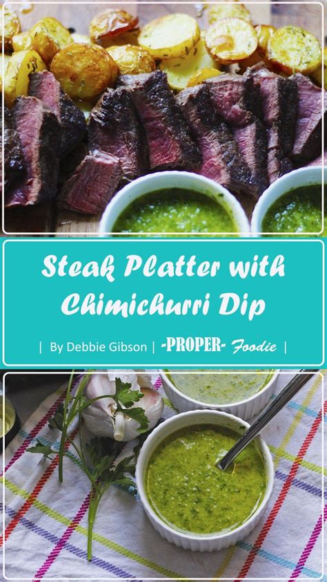 A variety of delicious meals on the table in no time. Steak platter with chimichurri - the perfect feast for a ...
