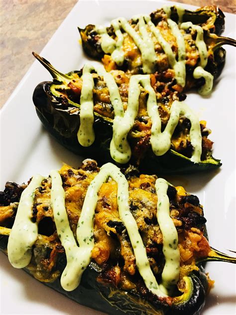 Chorizo Stuffed Poblanos With Avocado Cream Cooks Well With Others