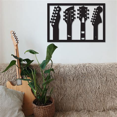 Guitar Metal Wall Art Guitar Wall Hanging Guitars Wall Art Etsy Uk