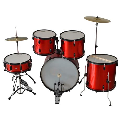 Artist Adr522 5 Piece Drum Kit With Cymbals And Stool Red 5060528539609