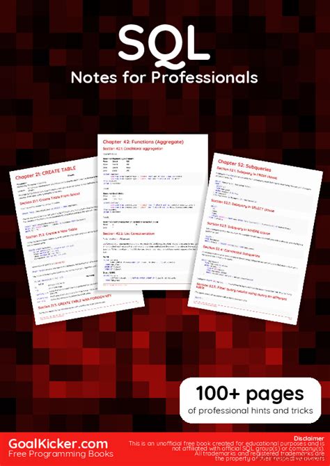 Pdf Sql Notes For Professionals Book Free Tutorial For Beginners