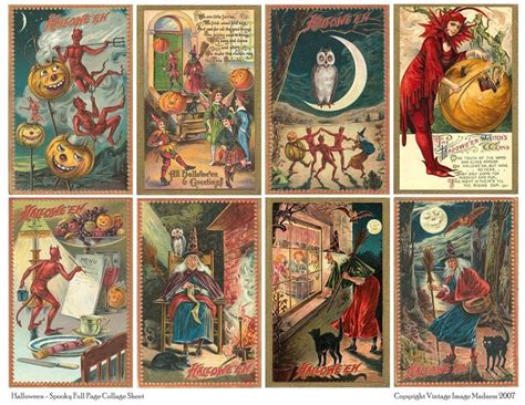 Spooky Vintage Halloween Postcards Instant Download Digital Etsy