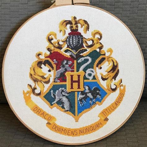 Hogwarts Cross Stitch Pattern Hogwarts Crest From Harry Etsy Harry