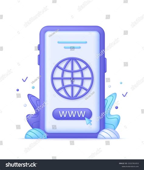 3d Phone Globe Hyperlink Icon Search Stock Vector Royalty Free