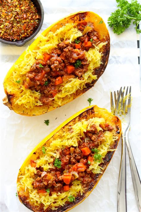 Lean And Green Healthy Spaghetti Squash Bolognese Recipe Keto And Low Carb