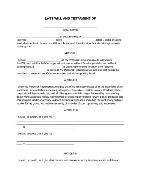 Our free last will & testament form includes simple instructions to help you create your will online. Printable Sample Last Will And Testament Template Form ...