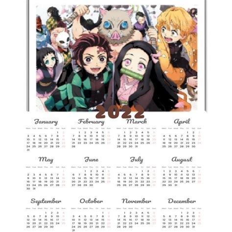 A Calendar With Anime Characters On It