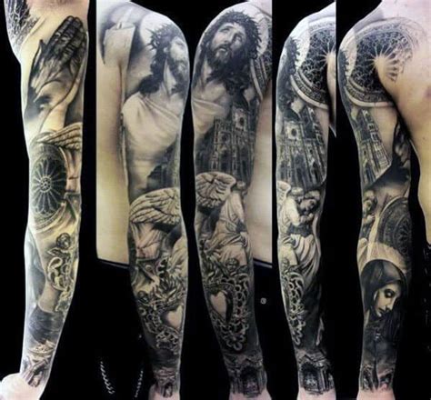 50 jesus sleeve tattoo designs for men religious ink ideas