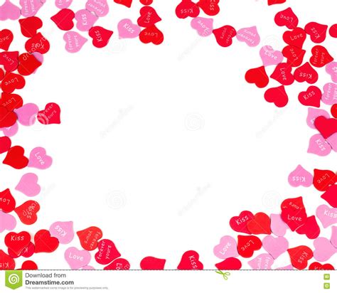 Border Of Colorful Valentines Day Paper Hearts Stock Photo ...