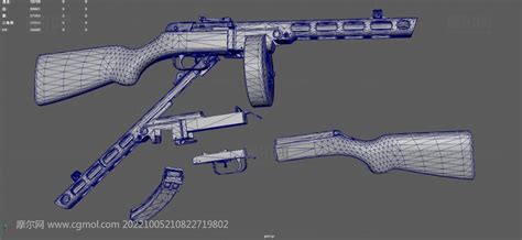 波波沙冲锋枪ppsh41冲锋枪游戏道具3dmaya模型枪械模型模型下载 摩尔网cgmol