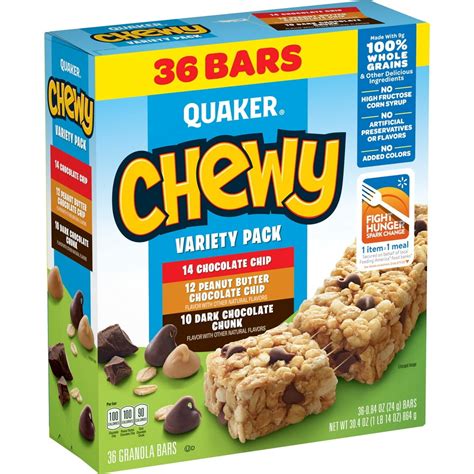 Quaker Chewy Granola Bars 3 Flavor Variety Pack 36 Pack Walmart