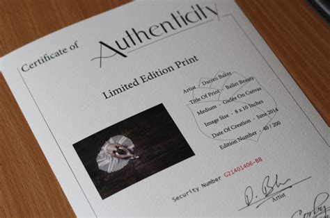 There are limited options that cover all the important factors of authentication. Certificate Of Authenticity - Darren Baker Artist ...