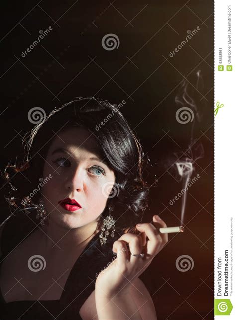 Woman Smoking A Cigarette Stock Image Image Of Portrait 93558961