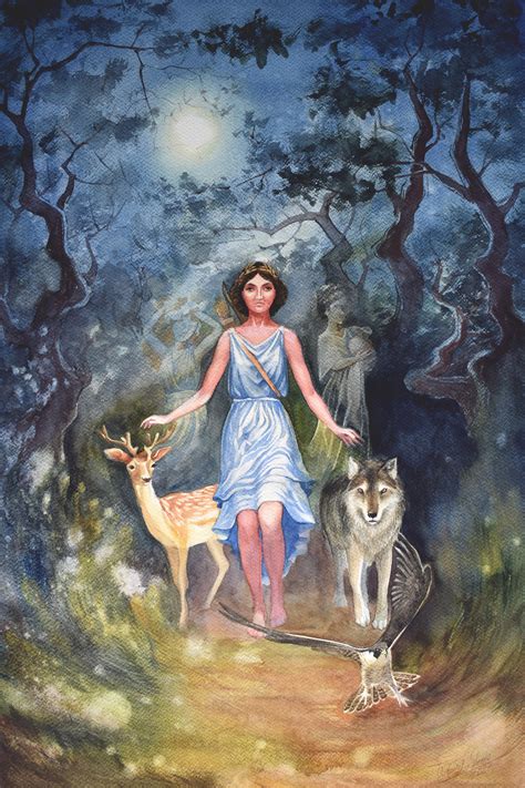 Greek Goddess Of The Hunt Artemis Wilderness Full Moon Etsy UK