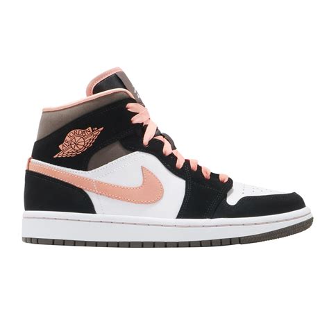 Nike Wmns Air Jordan 1 Mid Se Peach Mocha White Black Pink Women Aj1