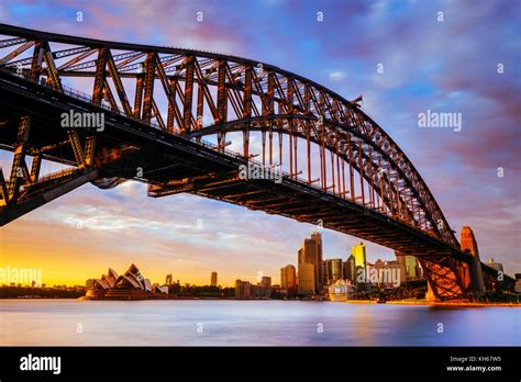 Sunrise At Harbour Bridge And Sydney Opera House Milsons Point Sydney