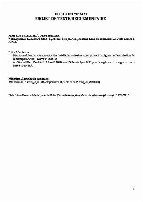 Fiche Dimpact Projet De Texte Reglementaire PDF