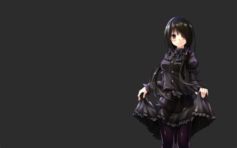 Wallpaper Anime Girls Date A Live Black Hair Red Eyes Thigh Highs