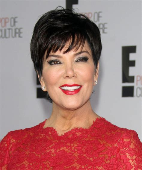 Everyday hairstyles for short hair. Kris Jenner Short Straight Black Hairstyle with Layered Bangs