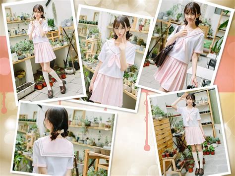 Japanese School Girls Jk Uniform Sailor White Pink Pleated Skirt Anime