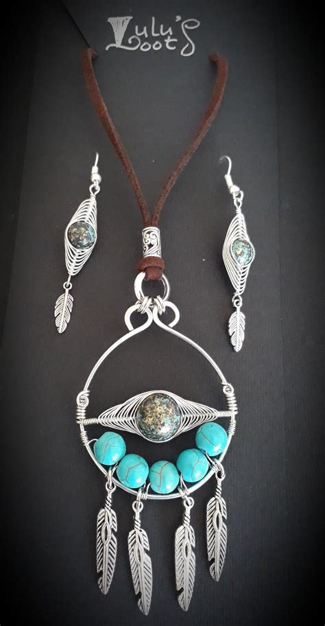 Boho Wire Wrapped Herringbone Weave With Turquoise Coloured Beads