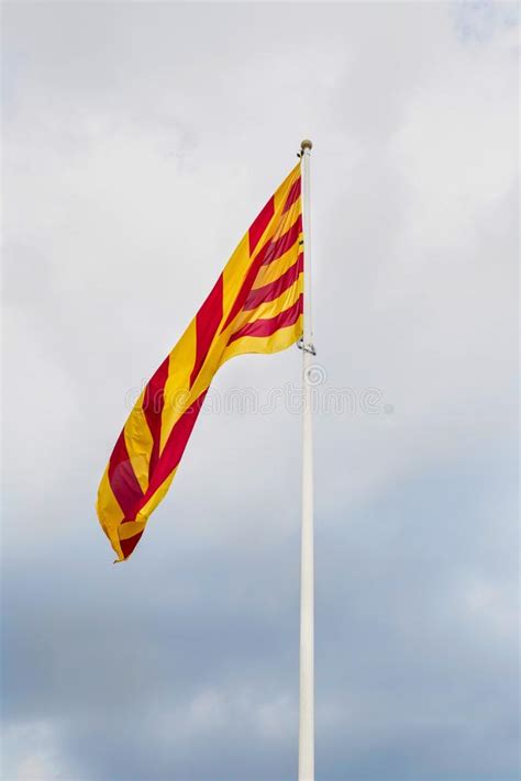 Catalan Flag In Barcelona Catalan Flag Waving In The Wind On The