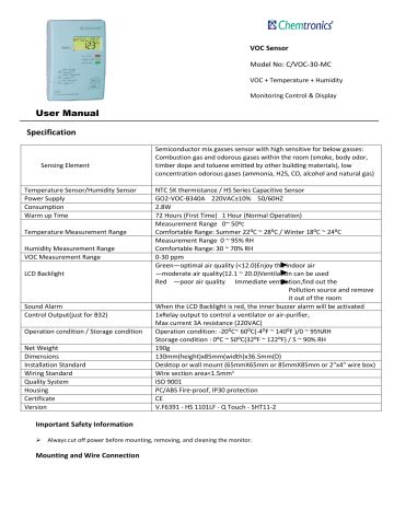 Chemtronics Voc Sensor User Manual Manualzz
