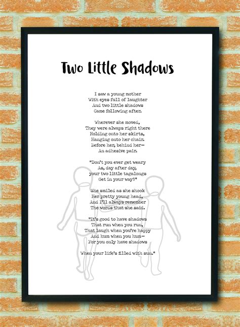 Two Little Shadows Poem T For Mother Mom Unknown Author Etsy
