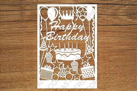 Happy Birthday Card Svg Files For Silhouette And Cricut 54676 Cut